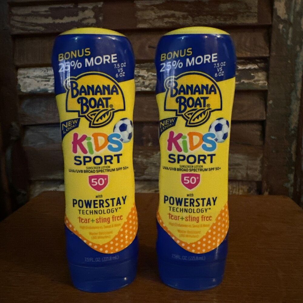 2 Bottles of Banana Boat Kids Sport Sunscreen Lotion‎ SPF 50 7.5oz EXP 06/2025